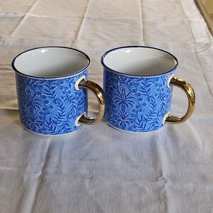 LILLY PULITZER Ceramic Mug in Abaco Blue Have It Both Rays, Set of 2
